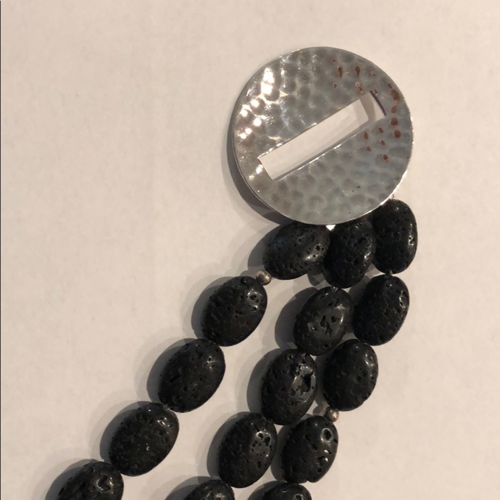 Retired Silpada Black Lava & Sterling Bracelet